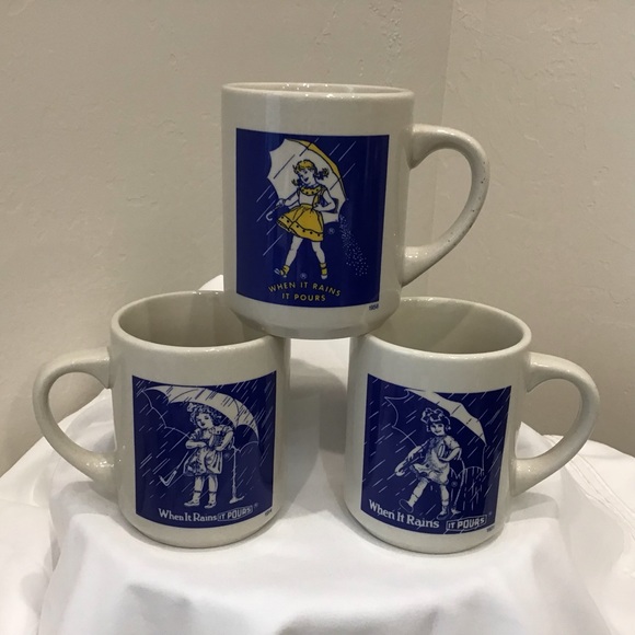 Other - 🌧️ Vintage Morton Salt Coffee Mugs – Set of 3 (8oz each)